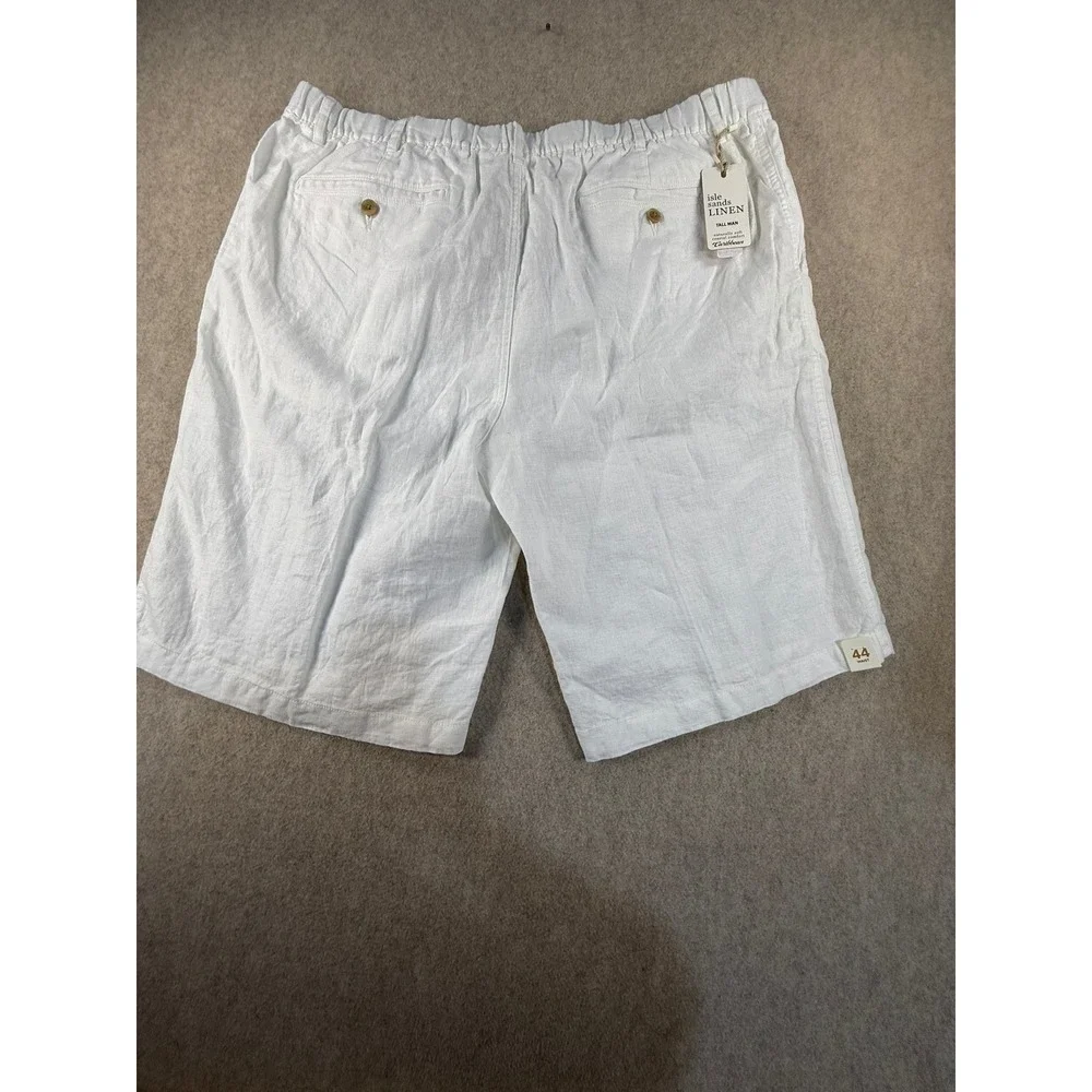NWT Caribbean Isle Sands Linen Shorts Mens 44 Tall White 12 Inch Inseam